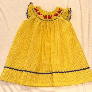 EUC Lil Cactus Seersucker Smocked Dress with Whale Embroidery size 2T